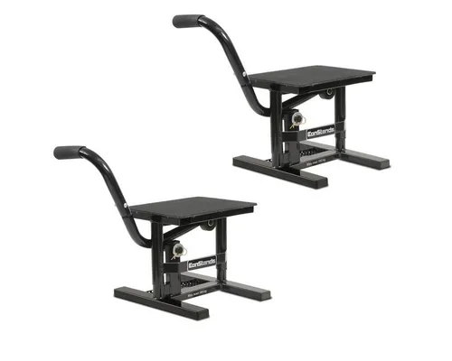 ConStands Mechanischer Enduro Motorradheber 2x Set für bis zu 160kg - Praktisches 2x Set mechanischer Motorradheber für Offroad- und Supermoto-Maschinen. Ideal zum Anheben für Wartung und Reparatur. Mit großer Auflagefläche für Stabilität. Perfekt für den professionellen Einsatz.