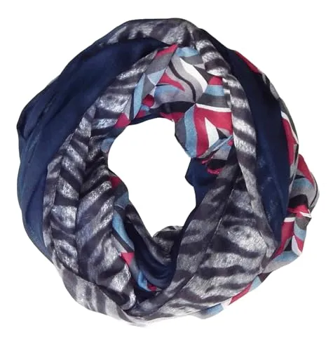 GIL-DESIGN XXL LOOP SCHAL SCHLAUCHSCHAL RUNDSCHAL HALSTUCH TÜCHER AUSWAHL HERBST WINTER 2023-2024 (Leopard Muster Blau Schwarz Rot Weiß)