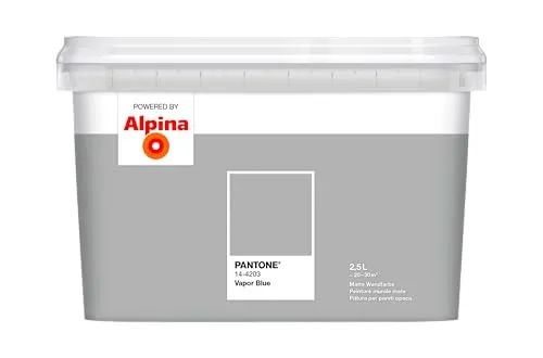 Alpina Wandfarbe Pantone matt vapor blue 2,5 L - Hochwertige Wandfarbe in einem beruhigenden Vapor Blue Farbton, ideal für ein modernes Ambiente. Perfekt für kreative Wohnräume und einfache Anwendung.