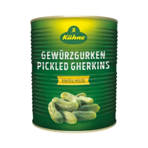 Kühne Gewürzgurken 100/110 - Leckere Gewürzgurken in Auslese-Qualität, ideal für Snacks und Beilagen. Praktische 9700g Packung für den täglichen Genuss.