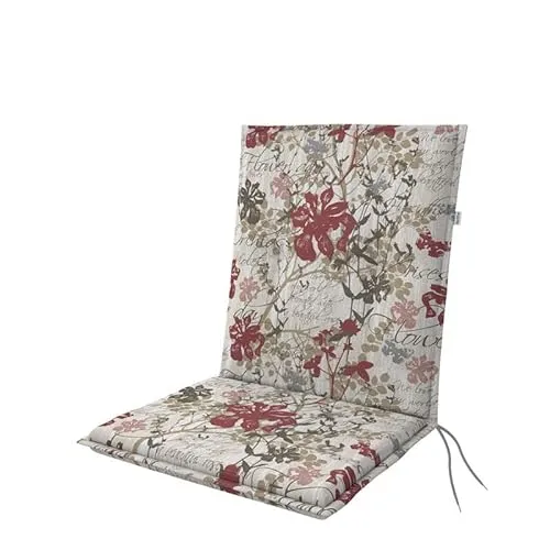 Doppler Auflage Niederlehner Living Flower Muster I Gartenstuhl-Polster 100x48x6cm aus Baumwolle & Polyester I Sitzauflage weich & bequem I Sitzkissen zum Festbinden an Gartenstuhl