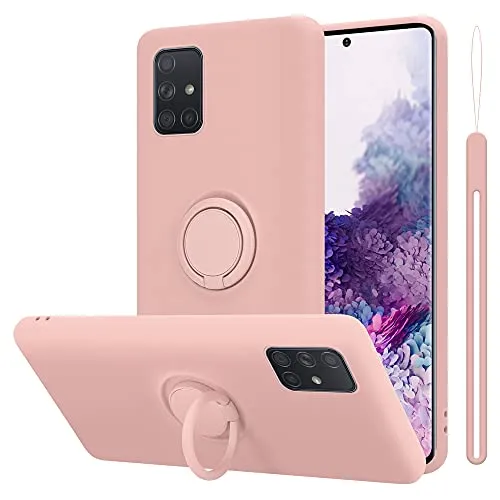 Cadorabo Hülle kompatibel mit Samsung Galaxy A71 4G Schutzhülle TPU Silikon Case Liquid Design mit Ring Slim Kratzfest Liquidsilikon Microfaser Case Hülle für Galaxy A71 4G in Rosa