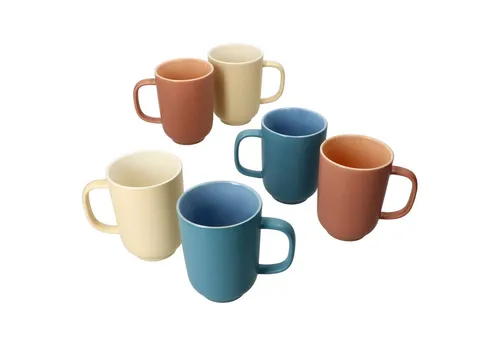 Ritzenhoff & Breker Jasper 6er Set Kaffeebecher Trio - Thermobehälter für 6 Personen, aus robustem Steingut mit Soft-Touch-Haptik und stilvollem Design. Ideal für Kaffee, Tee und mehr, spülmaschinen- und mikrowellengeeignet.