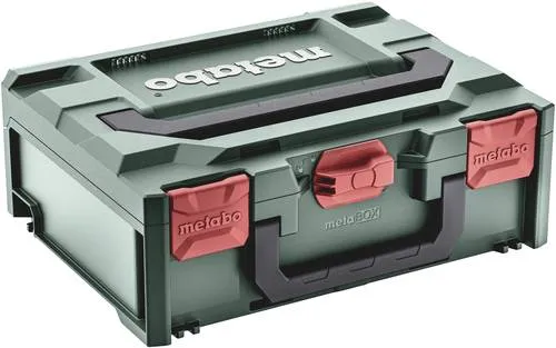 Metabo metaBOX 145 Maschinenkoffer - Robuster Werkzeugkoffer aus ABS in Grün/Rot, ideal für den sicheren Transport und die Aufbewahrung von Werkzeugen, Maße: 396 x 296 x 145 mm.
