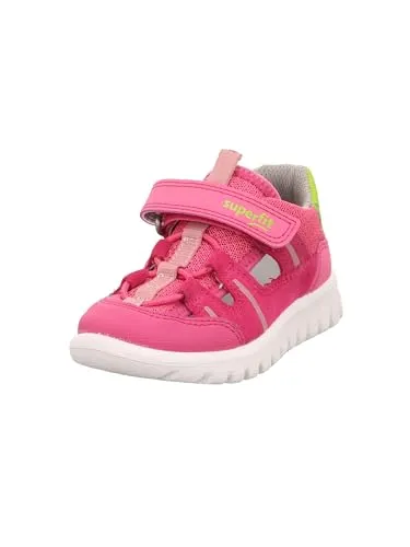 Superfit Mädchen Sport7 Mini Sneaker, Pink Grün 5500, 28 EU Weit - Sneaker für Mädchen mit herausnehmbarer Ledeneinlegesohle und atmungsaktivem Textilfutter für ein optimales Fußklima. Reflektierende Details sorgen für Sicherheit im Dunkeln.
