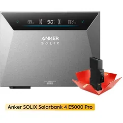 Anker SOLIX Solarbank 4 Pro E5000 Speicher-Set mit Smart Meter Gen 2 - Effizientes Speichersystem für PV-Anlagen mit 5.024 Wh und 4 MPPT-Eingängen. Das Set beinhaltet die Anker SOLIX Solarbank und das Smart Meter zur Verbrauchsmessung und Steuerung über die Anker App.