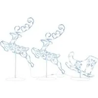 vidaXL LED Rentier & Schlitten Weihnachtsdeko 260x21x87 cm - Weihnachtsbeleuchtung mit 72 energiesparenden LEDs, 8 Lichteffekten und robustem Acryl für drinnen und draußen – bringt festliche Stimmung in dein Zuhause!