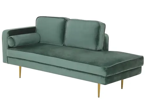 Chaiselongue Samt mintgrün mit goldenem Gestell in türkis von Beliani