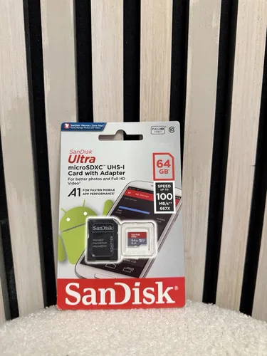 SanDisk microSDXC 64 GB Ultra 100 MB/s Speicherkarte - Speicherkarten, Ultra schnell mit 100 MB/s für schnelle Foto- und Videoaufnahmen, ideal für Smartphones und Tablets.