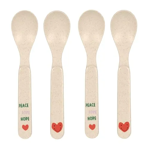 LÄSSIG Kinder Löffel Set (4 Stk.) Kinderbesteck ohne Melamin, BPA-frei, für Spülmaschine und Mikrowelle/Spoon Set Happy Rascals Heart