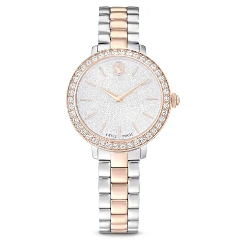 Swarovski Damen Uhr mit Kristallen - Elegante Swiss Made Armbanduhr mit 30-mm-Gehäuse, Pavé-Lünette und dreigliedrigem Metallarmband. Wasserdicht bis 50 m, ideal für jeden Anlass.
