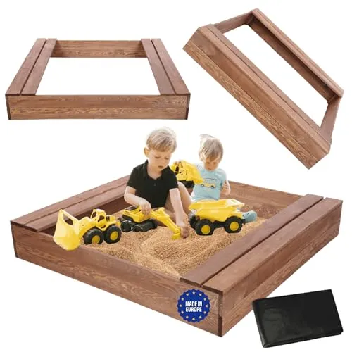 MODO24 Sandkasten mit Sitzbänken, imprägniert, 120x117 cm von Modo24