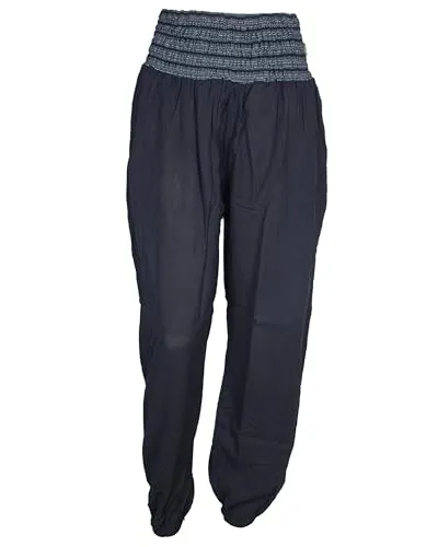 Vishes - Leichte Damen Chino Haremshose mit dehnbarem Bund - Bequeme Pumphose aus hochwertiger Baumwolle, ideal für warme Tage. Mit zwei Seitentaschen und elastischem Bund für optimalen Tragekomfort. Perfekt für Freizeit, Sport und entspannte Momente.