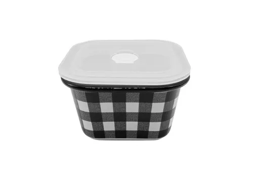 Neuetischkultur Schüssel Schüssel viereckig 0,8 Liter Keramik gemustert, Keramik, (Stück, 1-tlg), Mikrowellendeckel mit Ventil