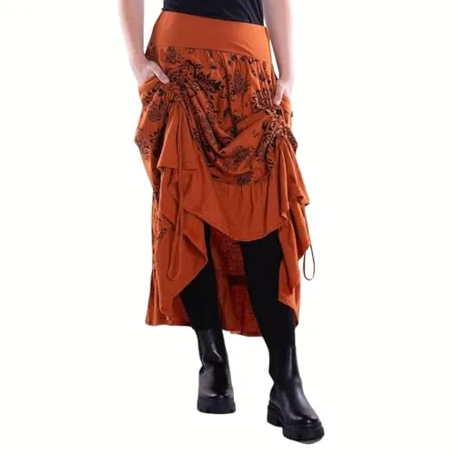 Vishes Damen längenverstellbarer Maxi-Rock in Orange I Größe L (40) I Handgefertigt aus 100% Baumwolle I Ideal für Jede Gelegenheit I Nachhaltige Alternative Bekleidung