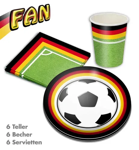 Deutschland Party Set WM EM je 6 Teller Becher Servietten Fußball Deko 123454513