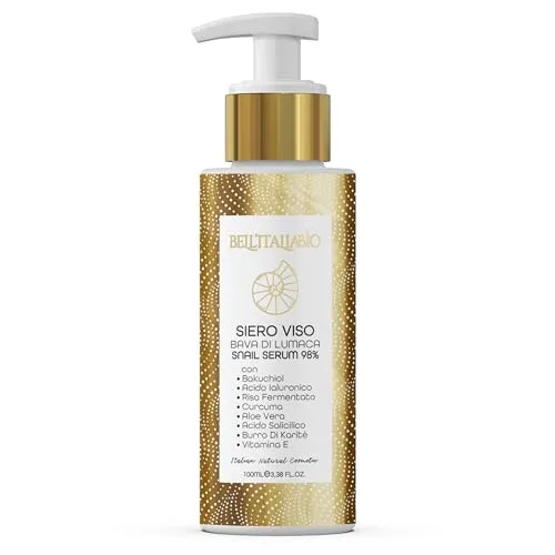 Produktbild Gesichtsserum auf Basis von reinem Schneckenschleim, feuchtigkeitsspendend und knitterfrei, Gesichtsserum für Damen und Herren mit Hyaluronsäure, Vitamin C und Sheabutter 100 ml - BELL'ITALIABIO