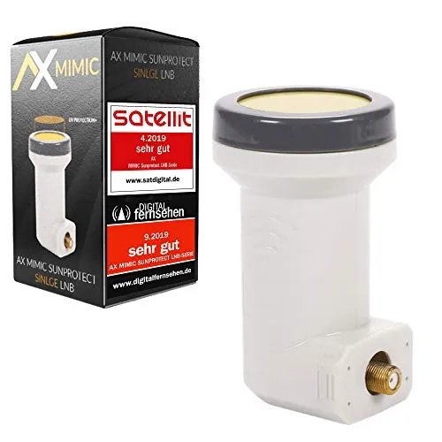 AX Mimic Sun Protect Single LNB Universal-Single-LNB (kälte- & hitzebeständig -35°C~70°C / LTE-Filter, 1 Teilnehmer, 0.1dB) weiß