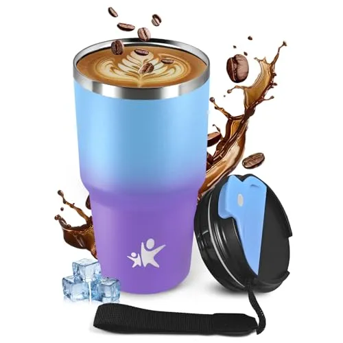 JAPORIA Thermobecher 600ml, Kaffeebecher to Go, Vakuum Auslaufsicher Thermobecher mit Deckel,Doppelwandig Travel Mug, Isolierbecher für Camping, Kinder, Büro, Laufen, Camping, Gym