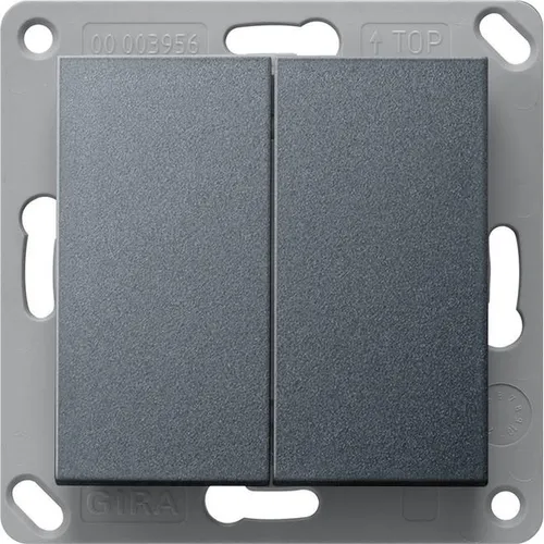 Gira Funk-Wandsender 2fach anthrazit 242228 - Smart Home Funk-Wandsender, batterielos und umweltfreundlich, ideal zur Steuerung von Licht und Jalousien ohne externe Stromversorgung.