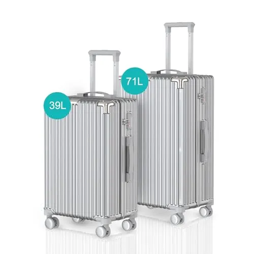 Voyagoux Kofferset 2-teilig - 39L & 71L, Robuste Hartschalenkoffer mit TSA-Schloss - Gepäck-Sets: Vielseitiges Kofferset mit 39L und 71L für jede Reiseart, aus robustem ABS mit TSA-Schloss für Sicherheit und 360°-Rollen für müheloses Manövrieren.