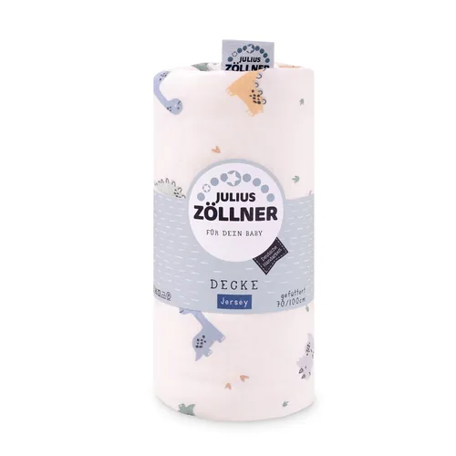 Julius Zöllner Decke Jersey gefüttert Little Dinos - Kuscheldecke aus 100% Jersey-Baumwolle, gefüttert mit weichem Vlies, ideal für süße Träume und gemütliche Stunden im Kinderzimmer.