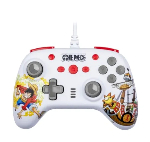 Konix One Piece Wired Controller für Nintendo Switch - Luffy-Motiv, 3 m Kabel - Ergonomischer Controller für Nintendo Switch und PC mit Vibrationsfunktion und Screenshot-Button für ein intensives Spielerlebnis.