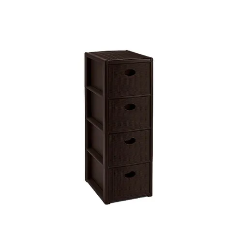 Kreher Rollcontainer mit 4 Schüben im Rattan Design (schmal) in Braun
