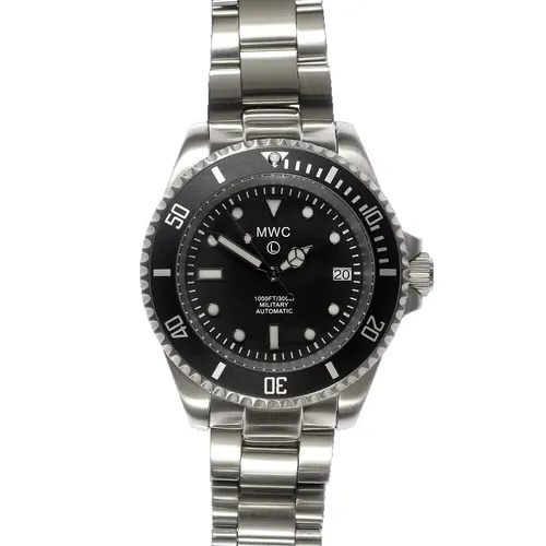MWC Diver 300m Diver Automatik Stahl Schwarz Taucher Saphir Datum Herren Uhr