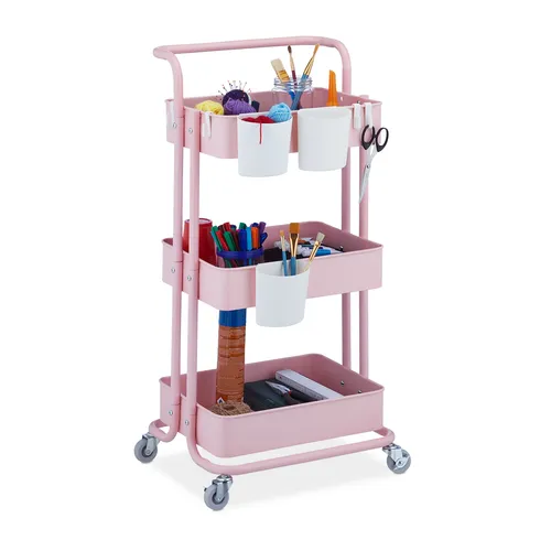 Küchenwagen Servierwagen mit 3 Ablagen und 4 Rollen - Modernes Design, ideal für die Küche oder das Esszimmer. Flexibel und mobil durch 4 Rollen, bietet viel Stauraum auf 3 Ablagen.