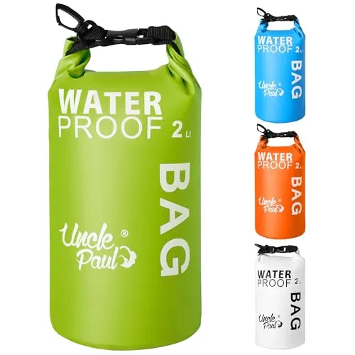 Uncle Paul Trockentasche für Boote – wasserdichte Tasche für Outdoor, Driften, Bootfahren, Kajakfahren, Angeln, Rafting, Schwimmen, Camping, Kanufahren, Surfen, laubgrün, 2 Literes(0.4 uk gal