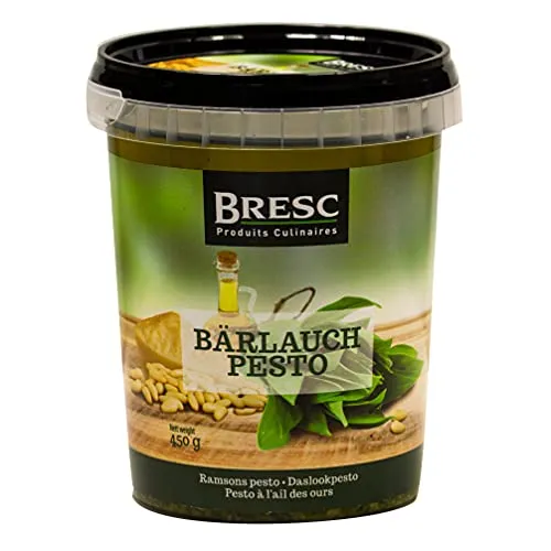 Bresc Bärlauch Pesto - 2x 450g - grünes Pesto aus Bärlauch, Basilikum, Pecorino, Pinienkernen, Sonnenblumenöl und Olivenöl, geschmacksintensive Kräutermischung, kalt und warm genießbar
