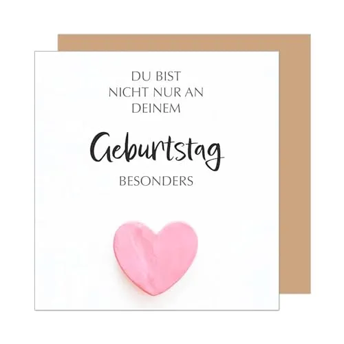 Edition Seidel Premium quadratische Geburtstagskarte mit Umschlag. Glückwunschkarte Happy Birthday Karte für Frau Mann Freund Freundin Herz (GQ400 SW025)