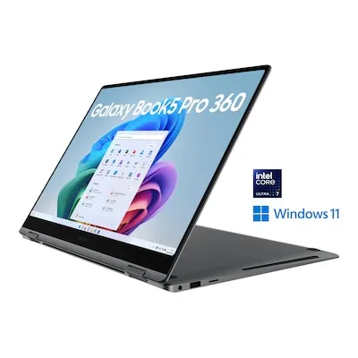 SAMSUNG Galaxy Book5 Pro 360 - 16 Zoll, Intel Core Ultra 7, 32GB RAM, 1000GB SSD - Premium 2-in-1 Laptop mit 16 Zoll AMOLED Touchscreen, ideal für kreative Profis und Multitasking, leicht und leistungsstark.