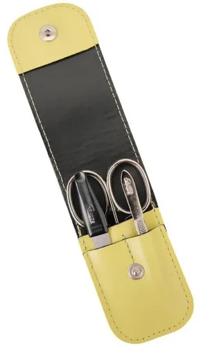 EloModa Maniküre-Etui 3-teiliges Solingen Maniküre Set mit Leder Etui, Nagelschere, Feile, 3 tlg., Made in Germany