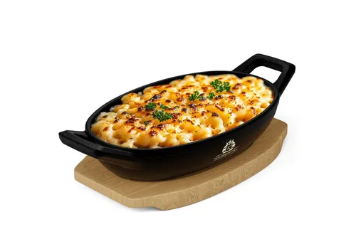 KAISERTAL Servierpfanne Gusseisen 15x10 cm – Pfanne mit 2 Griffen & Holzuntersetzer – Servierpfanne Klein Induktion – Gusseiserne Gusspfanne oval für Backofen & Grill (Oval 1 Stück)