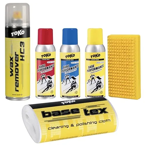 TOKO Base Performance Gliding Kit - Ski Reinigung: Optimale Gleiteigenschaften mit speziellen Flüssigkeiten für verschiedene Schneebedingungen und inklusive Wachs-Entferner für beste Wachsaufnahme.