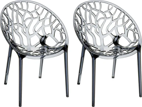 CLP 2er-Set XXL Gartenstuhl-Crystal aus Kunststoff - Essstühle - Wetterbeständige Stapelstühle mit 160 kg max. Belastbarkeit, ideal für Garten und Balkon, pflegeleicht und platzsparend.