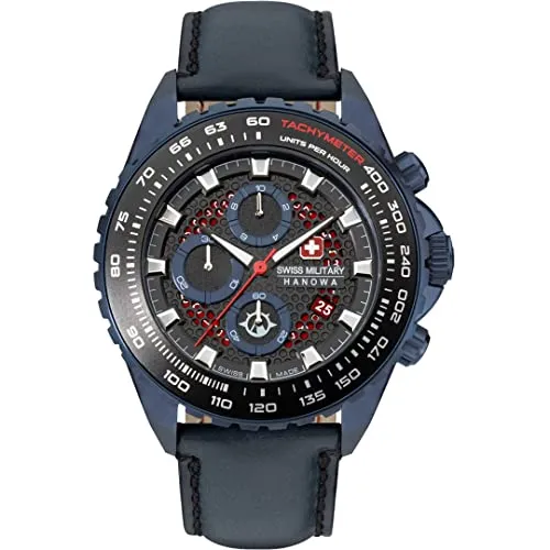Swiss Military Herren Analog Quarz Uhr SMWGC2102291 - Armbanduhren für Herren, mit hochwertigem Lederarmband und 10 bar Wasserdichtigkeit - ideal zum Schwimmen und Schnorcheln.
