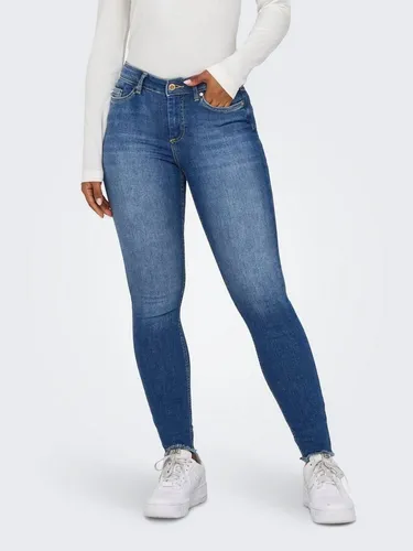 ONLY Damen Jeans ONLBLUSH MID SK ANK RW DNM REA1319, Medium Blue Denim - Modische Jeans mit mittlerer Taille und knöchellanger Passform, ideal für trendbewusste Frauen. Ausgestattet mit praktischen Taschen und Gürtelschlaufen.