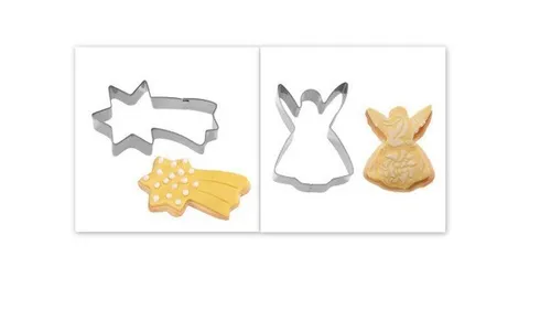 2er Set Ausstechformen -Komet & Engel- 7cm / 6cm, rostfr. Edelstahl (1x = 1,45€)