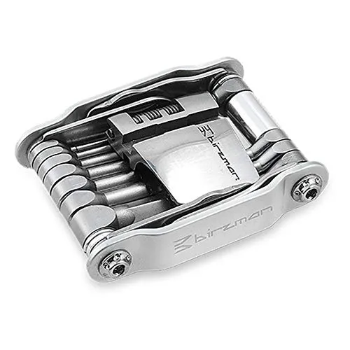 Birzman Multitool E-20, Silber - Hochwertiges kompaktes Multitool für Fahrradfahrer mit 20 Funktionen, inklusive Kettennieter und Reifenheber. Ideal für unterwegs, leicht und funktionell.