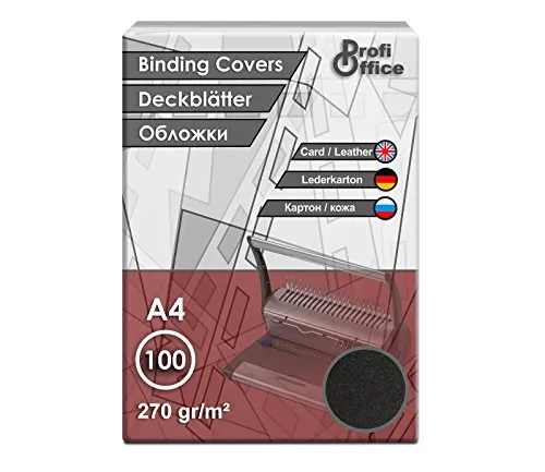 ProfiOffice® Deckblätter, DIN A4, Lederoptik, schwarz, A4 270g/m², 100 Stück (29002)