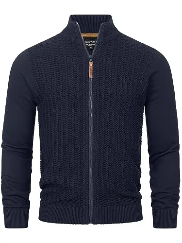 Indicode Herren INCason Strickjacke mit Stehkragen - Funktionsjacke im Regular Fit, nachhaltig aus recycelten Materialien, ideal für stilvolle und umweltbewusste Männer.