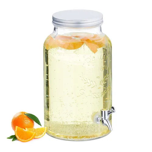Getränkespender Wasserspender Saftbehälter Limobehälter Saftspender 5 Liter Glas