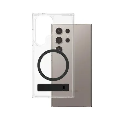 CARE by PanzerGlass Feature Case Clear Kickstand & QI Compatible für Galaxy S25 Ultra - Smartphones Cover & Cases, schützende Hülle aus recyceltem TPU mit integriertem Kratzschutz und praktischem Kickstand für optimalen Komfort.