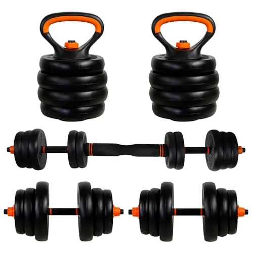 CCLIFE Verstellbare Kettlebell 2er Set - Hanteln & Gewichte, 2-in-1 Kettlebell Set mit Verbindungsstahlrohr für individuelles Training und optimale Gewichtsverstellung bis 20 kg.