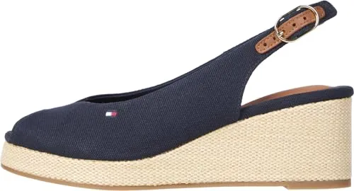 Damen Keilsandaletten FLAG MID WEDGE ESPAD SLINGBACK 40EU - Wanderschuhe aus Baumwollcanvas, ideal für sommerliche Ausflüge mit Komfort und Stil.