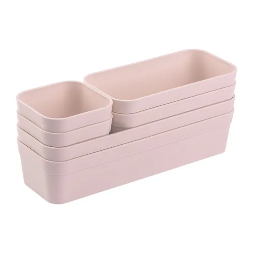 ENGELLAND Schubladen-Organizer Set Aufbewahrungs-Box Verstellbar Rosa