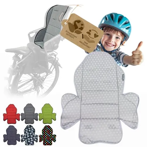 Ersatzbezug Sitzkissen Bezug [Auflage für Kinder Fahrradsitz] kompatibel mit Römer Jockey (Modell 2) (hellgrau Sterne)